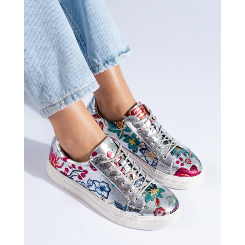 Silver floral sneakers from Shelovet 1 Silver floral sneakers from Shelovet 1