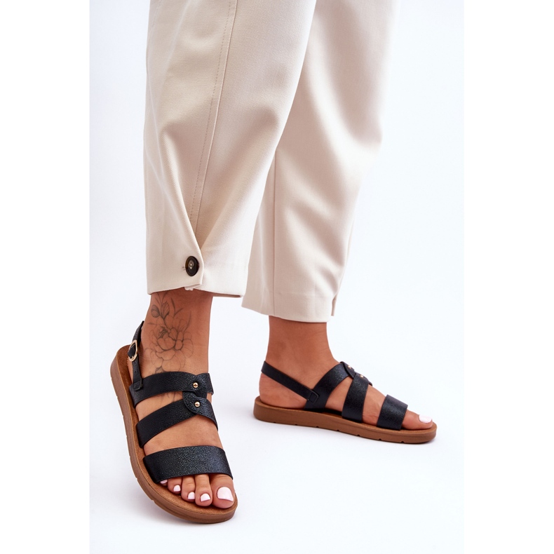 PG1 Black Catalia Women's Shiny Sandals 1