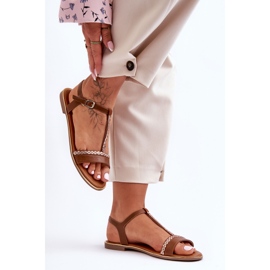 Women's Brown Penna Cubic Zirconia Sandals 1