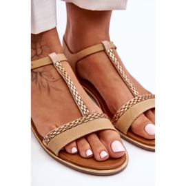 Women's Sandals With Zircons Beige Penna 2