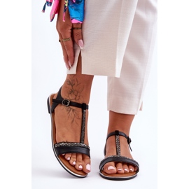 Black Penna Women's Cubic Zirconia Sandals 2