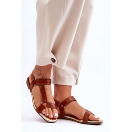 Camel Lissa Women's Flat Velcro Sandals brown 1