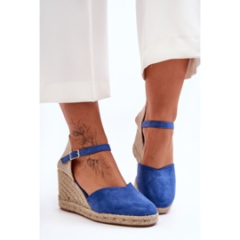 PG1 Suede Wedge Sandals Blue Selfoss 2