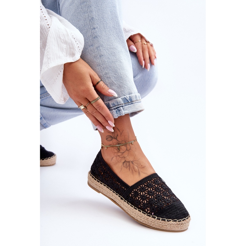 PG1 Women's Openwork Espadrilles Black One Lover 2