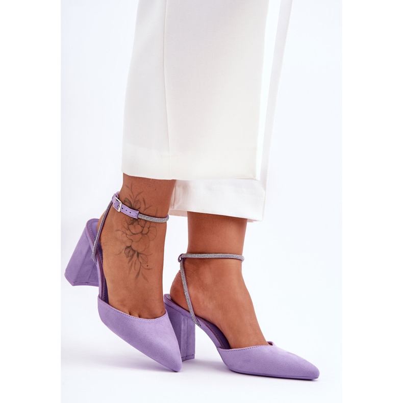 Suede Pumps With A Decorative Strap Violet Lirosa purple 2