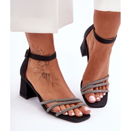 PG1 Glossy Heel Sandals Black Enenor 1