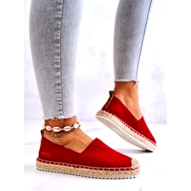 Red Espadrilles On A Braided Sole Big Star HH274494 4