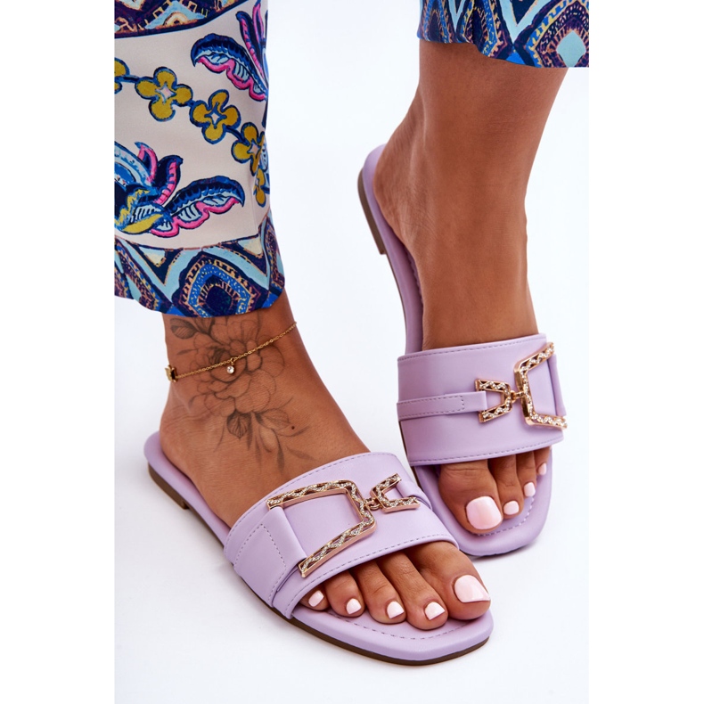 Women's Classic Slippers With Embellished Purple Impressive 2