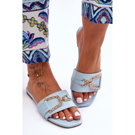 Women's Classic Blue Impressive Embellished Slippers 1