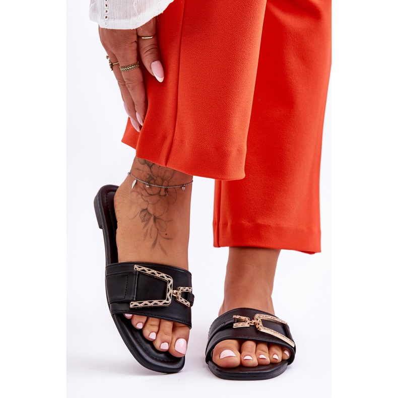 Women's Classic Black Impressive Embellished Slippers 1 Women's Classic Black Impressive Embellished Slippers 1