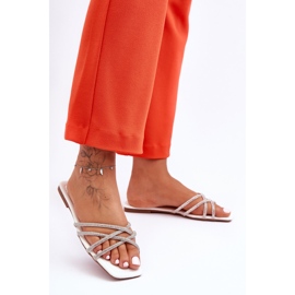 PG1 Women's Sandals With Stripes And Rhinestones White Leomi 2 PG1 Women's Sandals With Stripes And Rhinestones White Leomi 2