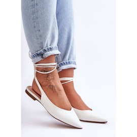 PG1 Women's Lace Up Ballerinas White Lilly Ann 2