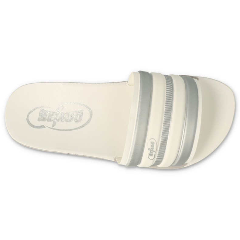 Befado children's slippers 067Y001 beige with stripes white 2