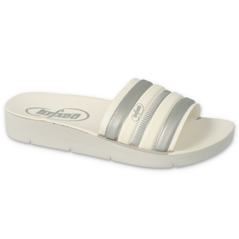 Befado children's slippers 067Y001 beige with stripes white 3