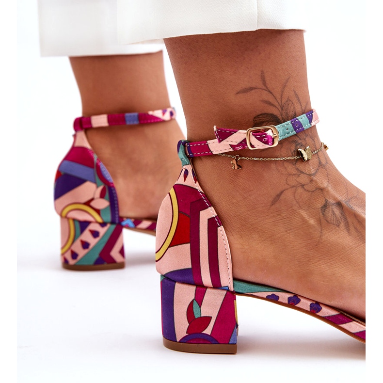 STEPHAN Patterned Satin High Heels Sandals Red Mix Inspire Me! multicolored 3