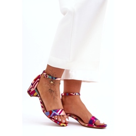 STEPHAN Patterned Satin High Heels Sandals Red Mix Inspire Me! multicolored 4