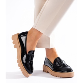 Classic women's moccasins on the black Vinceza platform 1 Classic women's moccasins on the black Vinceza platform 1