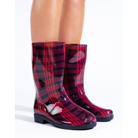 Tall red Shelovet plaid wellies 1