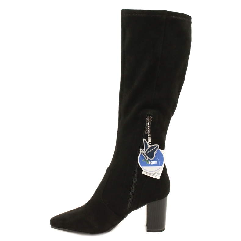 Women's black stretch boots Caprice 9-25520-41 044 black knee-high boots 1