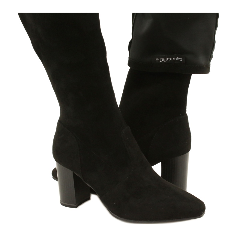 Women's black stretch boots Caprice 9-25520-41 044 black knee-high boots 5