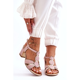 Evento Women's Leather Low Heel Sandals Pink Riley 1 Evento Women's Leather Low Heel Sandals Pink Riley 1