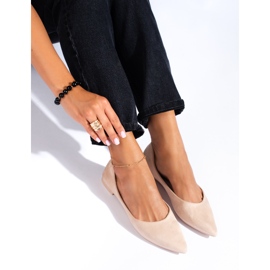 Women's beige suede Shelovet ballerinas 1