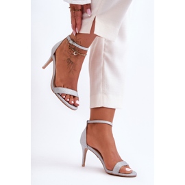 Shiny Gedna Silver High Heel Sandals 1
