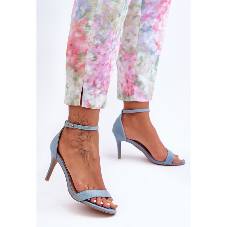 Fabric Classic High Heel Sandals Blue Tossa 1