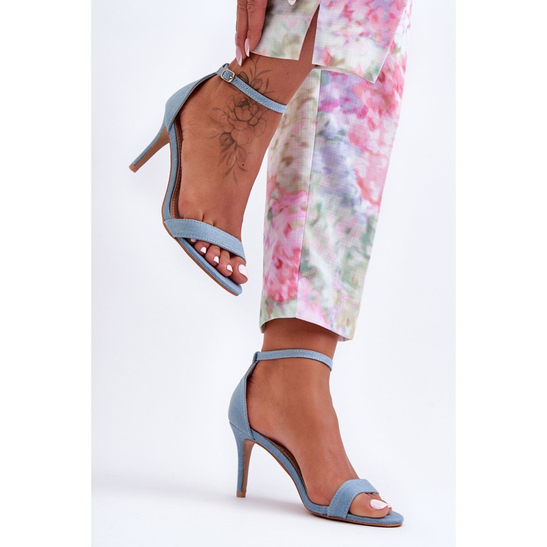 Fabric Classic High Heel Sandals Blue Tossa 2
