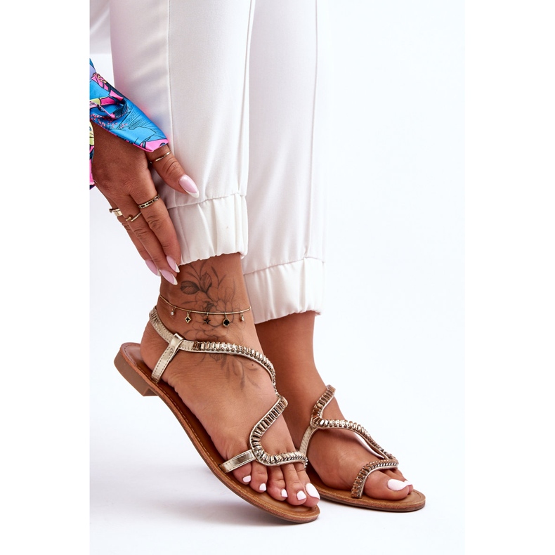 Gold Hayen Women's Slip-on Sandals With Embellishments golden 1