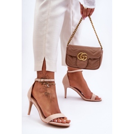 Suede Classic Sandals On A Light Beige Tossa High Heel 2