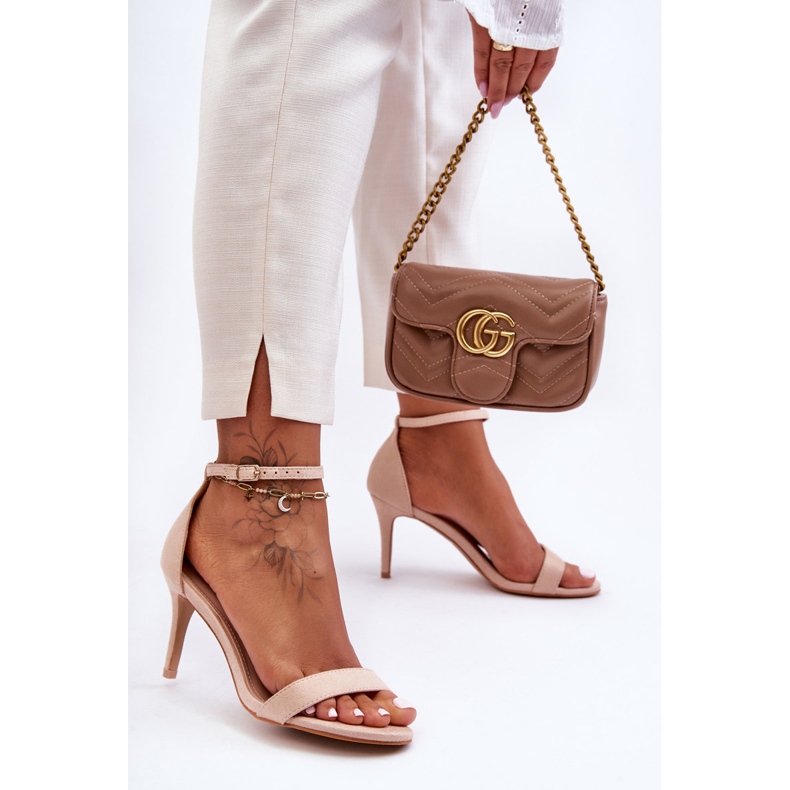 Suede Classic Sandals On A Light Beige Tossa High Heel 2
