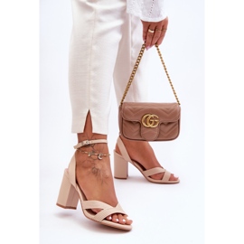 Leather Classic Sandals On Beige Zipola Heel 1