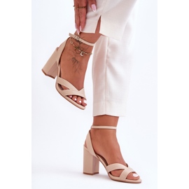 Leather Classic Sandals On Beige Zipola Heel 2