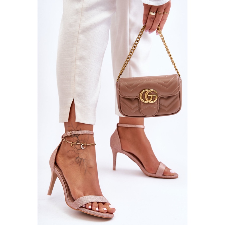 Shiny Sandals On A Rose Gold Gedna High Heel golden 1
