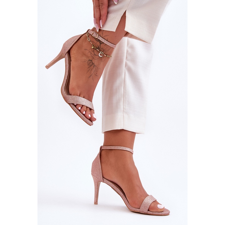 Shiny Sandals On A Rose Gold Gedna High Heel golden 2