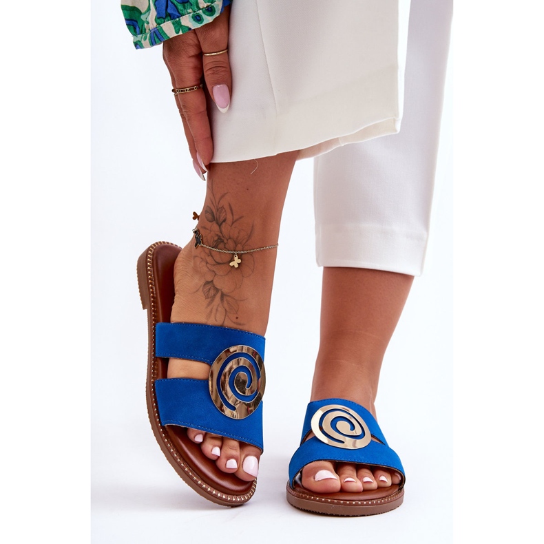 Fashionable Slippers With Mirror Decoration Blue Deep Breath 2