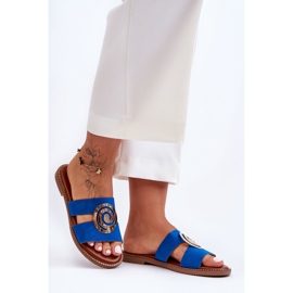 Fashionable Slippers With Mirror Decoration Blue Deep Breath 1