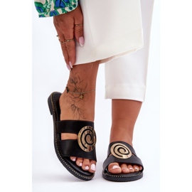 Fashionable Slippers With Mirror Decoration Black Deep Breath 1