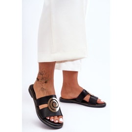 Fashionable Slippers With Mirror Decoration Black Deep Breath 2
