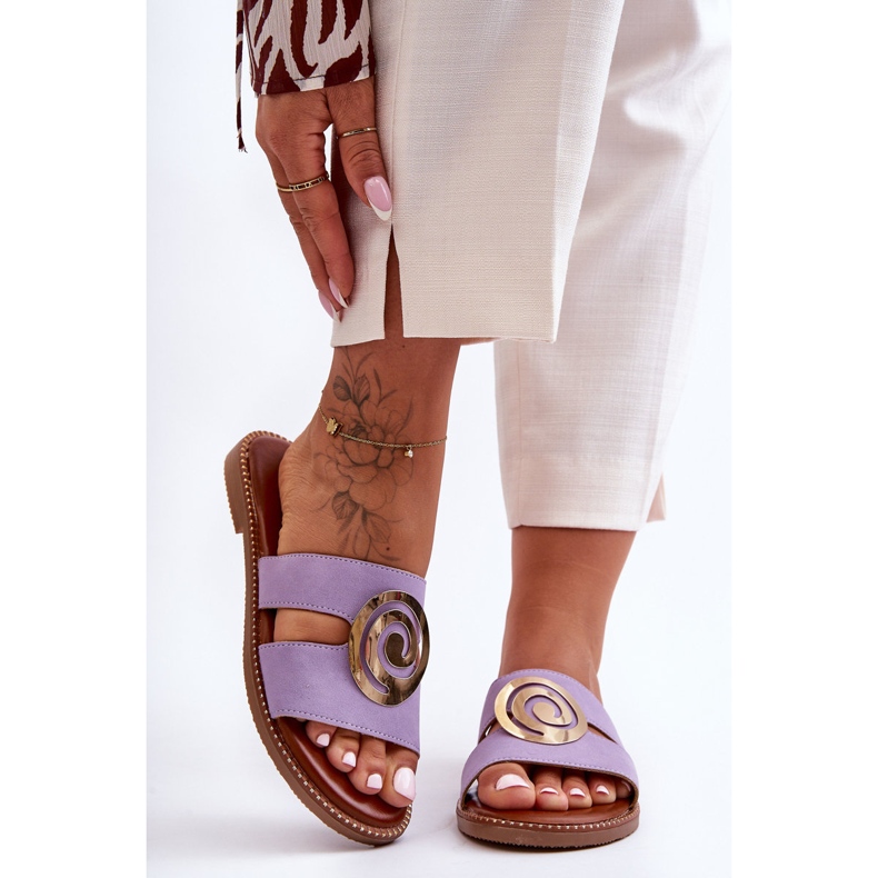 Fashionable Slippers With Mirror Decoration Purple Deep Breath violet 1