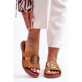 Fashionable Slippers With Mirror Decoration Camel Deep Breath brown 2