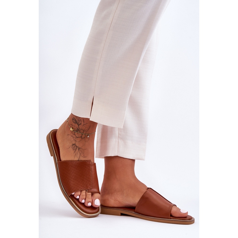 Women's Camel Harmony Leather Slippers brown 1