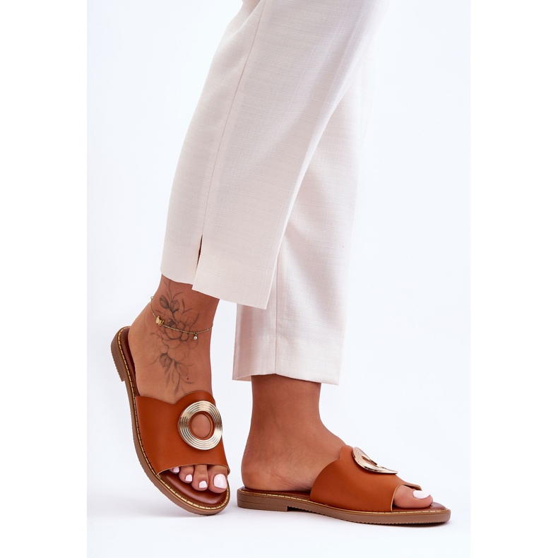 Women's Sandals With Round Decoration Camel Donatell brown 1