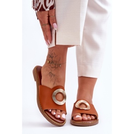 Women's Sandals With Round Decoration Camel Donatell brown 2