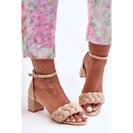 Essenza Beige Suede Braid Sandals 1