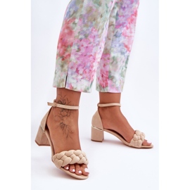 Essenza Beige Suede Braid Sandals 2