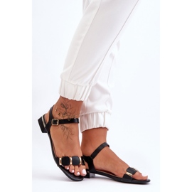 Women's Sandals With A Decorative Strap Flat Black Adissa 1