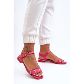 Women's Sandals With A Decorative Strap Flat Fuchsia Adissa pink 2