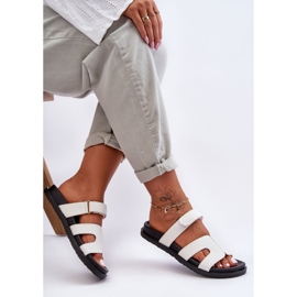 Leather Classic Women's Slippers With Velcro White Amedon 1